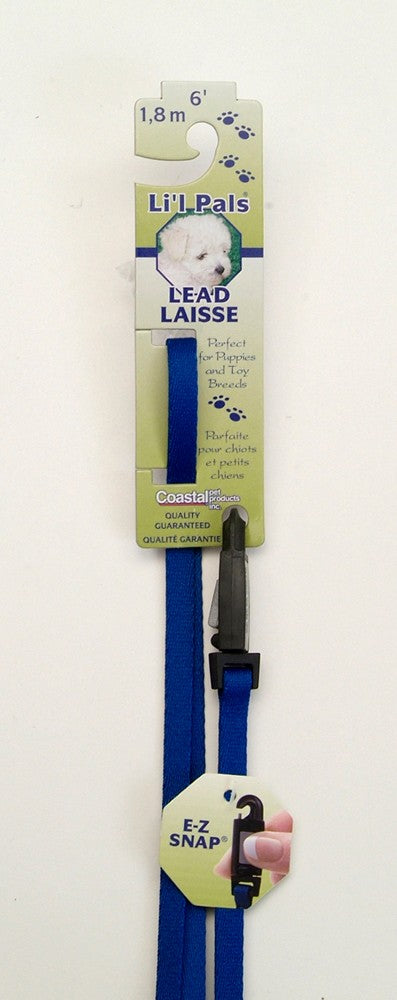 Lil Pals Nylon Dog Leash with E-Z Snap Blue 1ea 3 8 In X 6 ft Supply