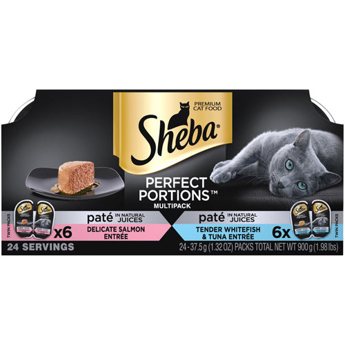 Sheba Perfect Portions Pate Wet Cat Food Variety Pack (Delicate Salmon, Tender Whitefish & Tuna) 2ea 2.6 oz, 12 pk Sale