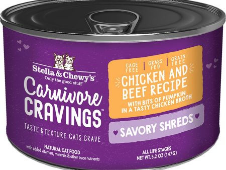 Stella and Chewys Cat Carnivore Cravings Shred Chicken and Beef 5.2oz. (Case of 24) For Cheap